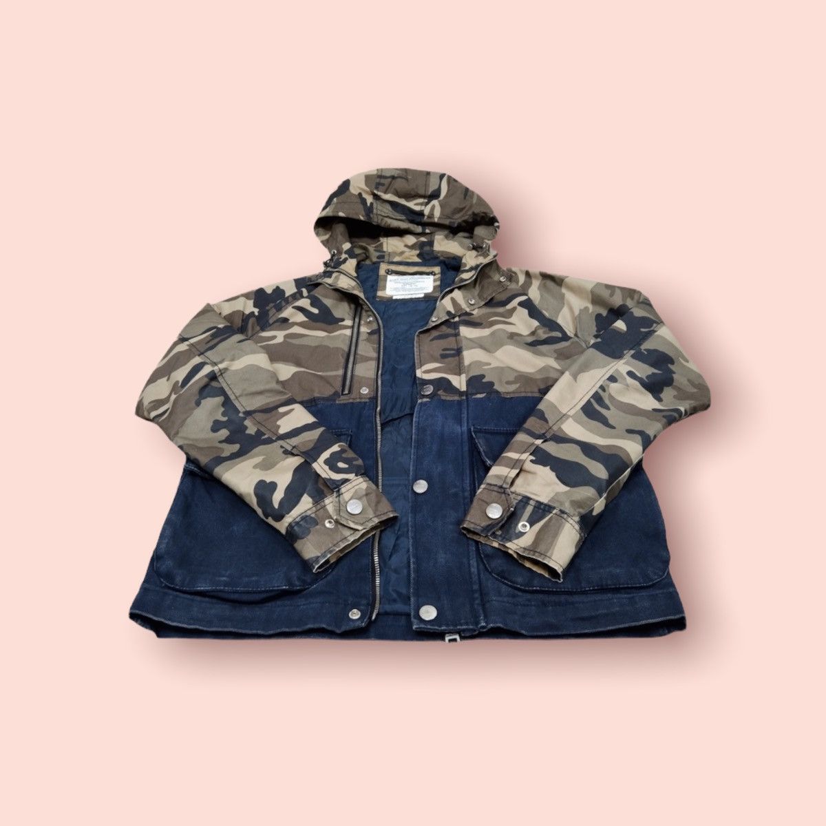 RARE🔥ZARA MAN DENIMWEAR CAMO BIKERS JACKET