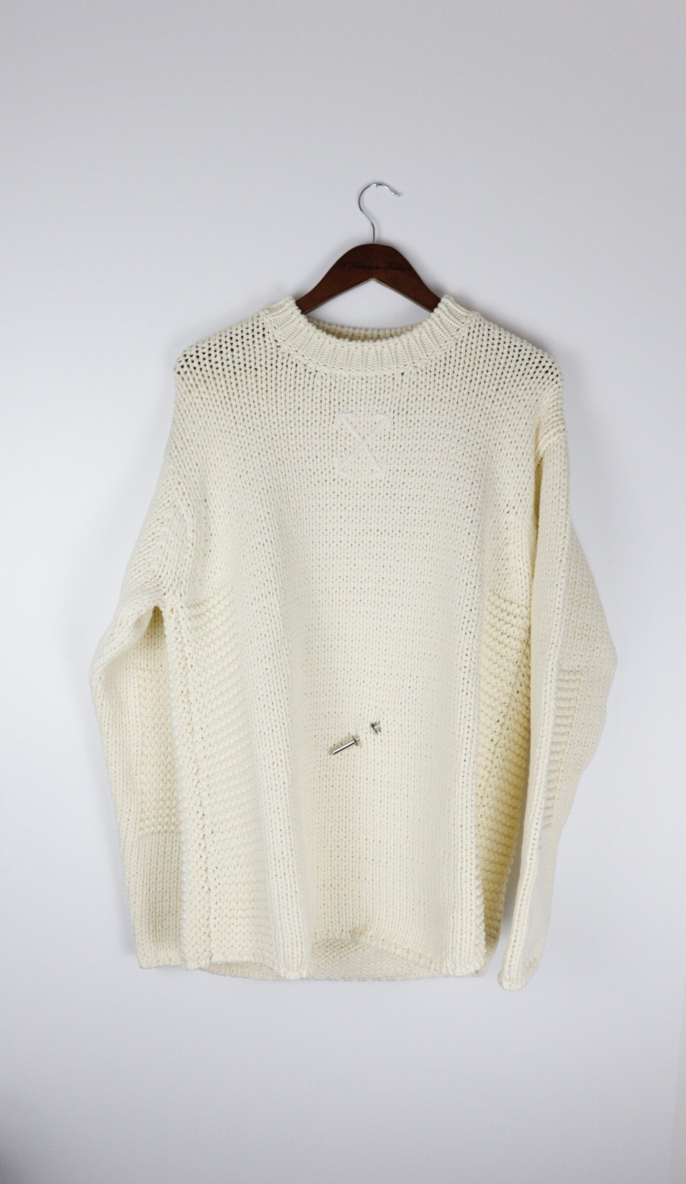 Pre-owned Off-white Cream Pin Knit Sweater