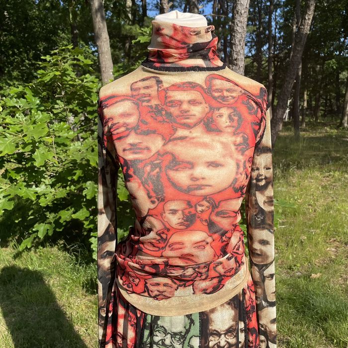 JEAN PAUL GAULTIER RARE Flare sleeve  2000s tattoo mesh
