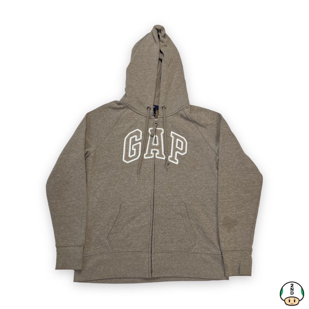 Gap Gap Hoodie Medium Brown Spell Out Full Zip Hooded Sweatshirt Size M / US 6-8 / IT 42-44 - 1 Thumbnail