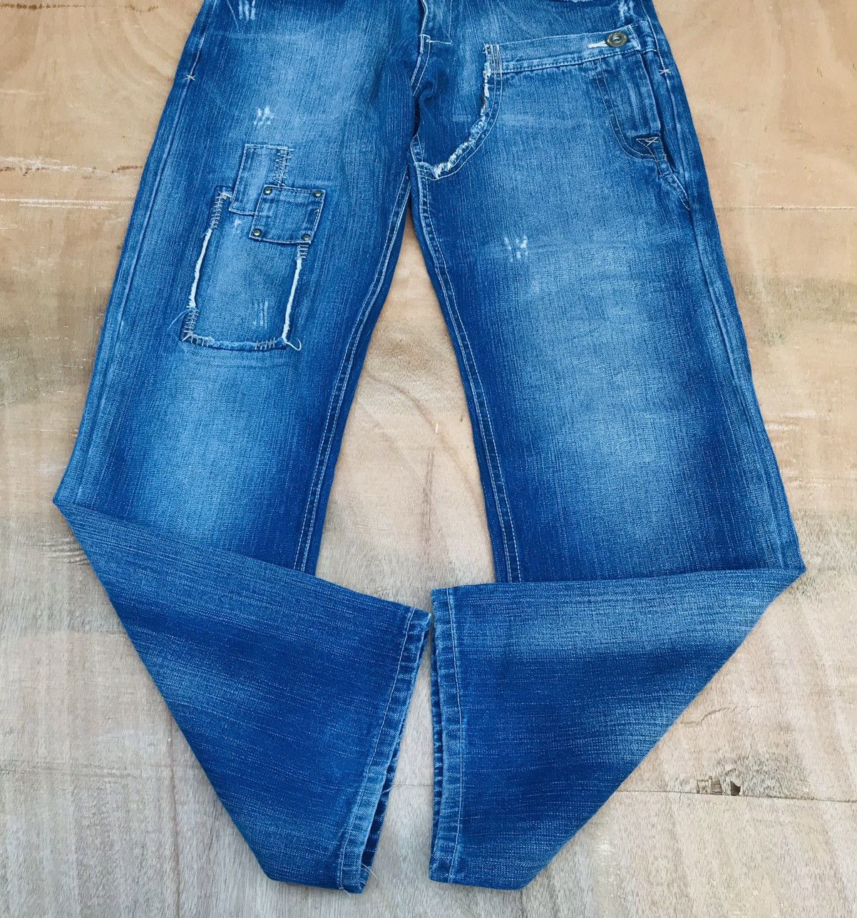 Japanese Brand Kissmark Kapital style distressed denim deconstructed pocket Size US 29 - 5 Thumbnail