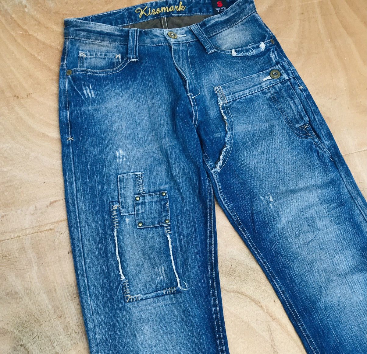 Japanese Brand Kissmark Kapital style distressed denim deconstructed pocket Size US 29 - 6 Thumbnail