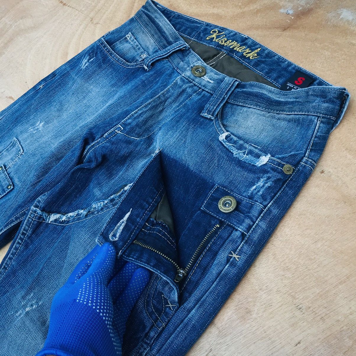 Japanese Brand Kissmark Kapital style distressed denim deconstructed pocket Size US 29 - 2 Thumbnail