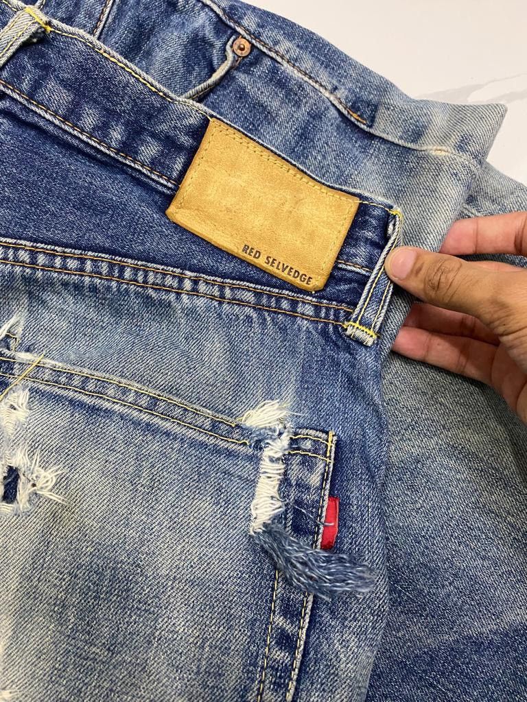 Kapital VINTAGE RED SELVEDGE JAPAN DISTRESSED DENIM SELVEDGE PANTS Size US 29 - 8 Thumbnail