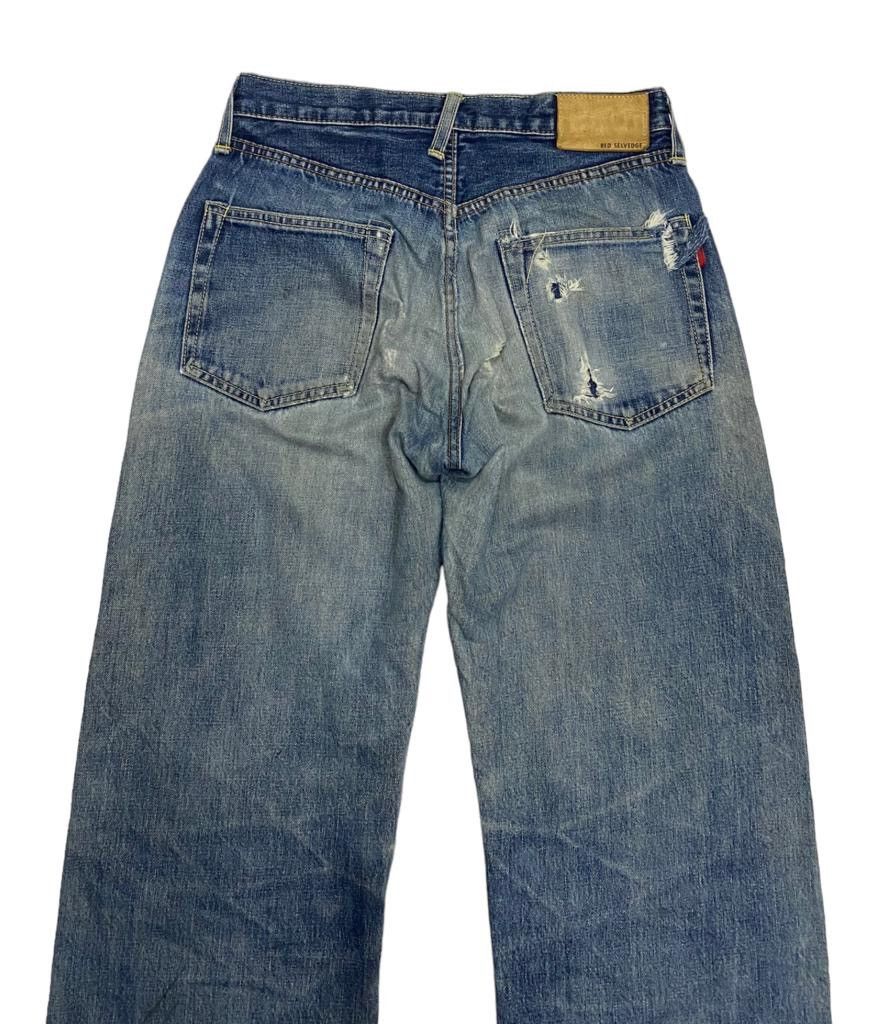 Kapital VINTAGE RED SELVEDGE JAPAN DISTRESSED DENIM SELVEDGE PANTS Size US 29 - 4 Thumbnail