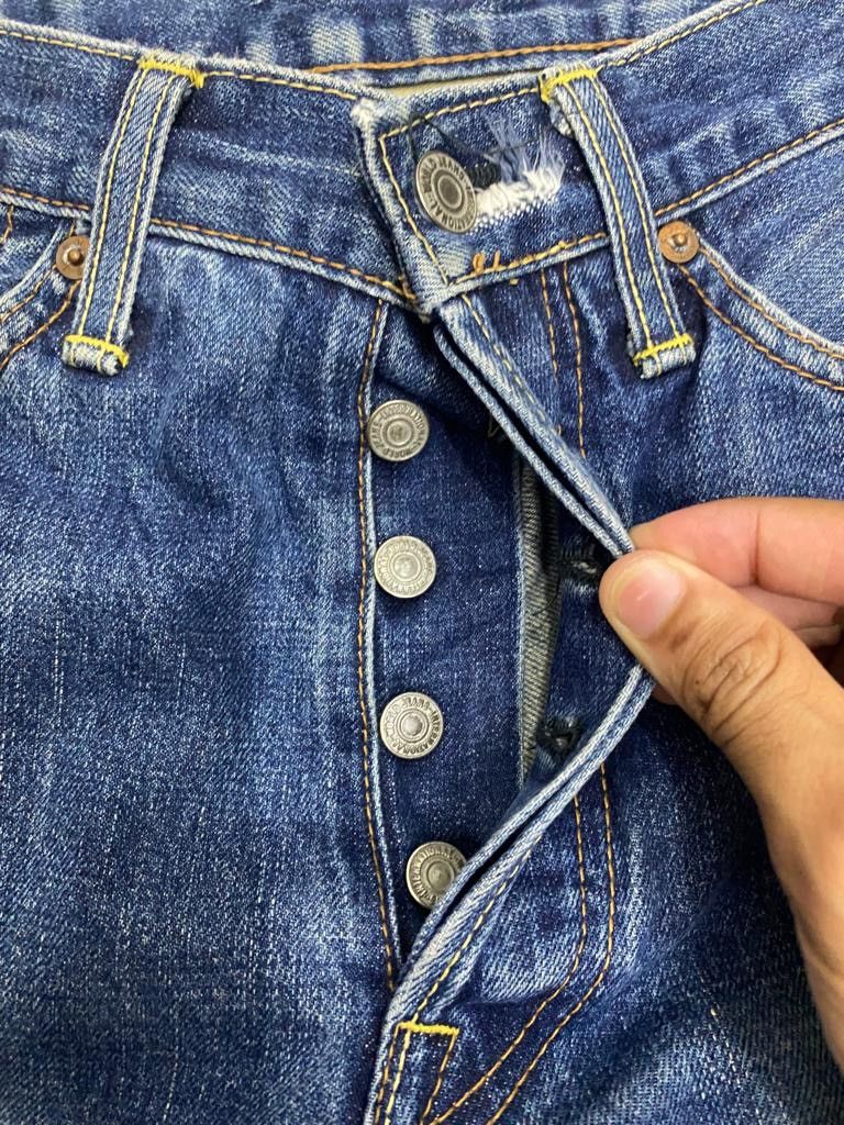Kapital VINTAGE RED SELVEDGE JAPAN DISTRESSED DENIM SELVEDGE PANTS Size US 29 - 10 Thumbnail