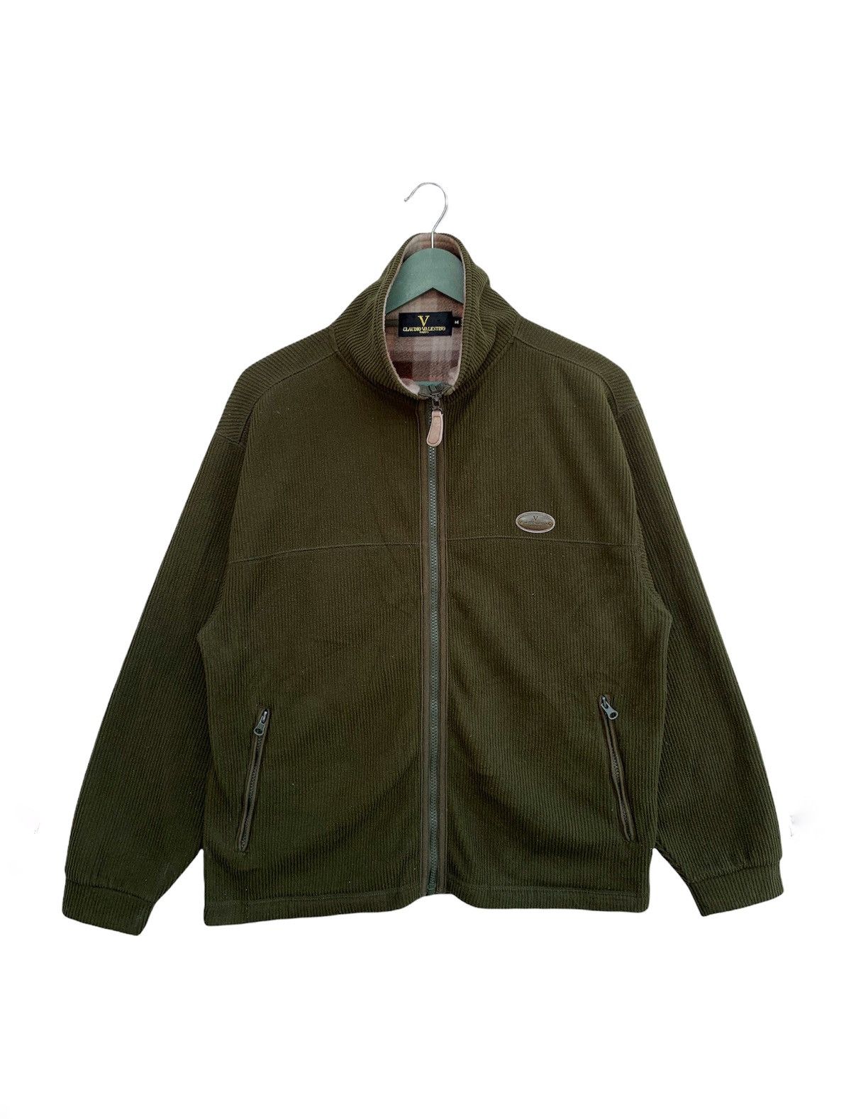 image of Designer Vintage Claudio Valentino Full Zip Sweater in Green, Men's (Size Medium)