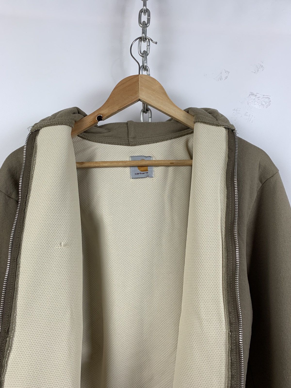 Carhartt 90s Vintage Carhartt Made In USA Zip Beige Hoodie Jacket Size US M / EU 48-50 / 2 - 16 Thumbnail