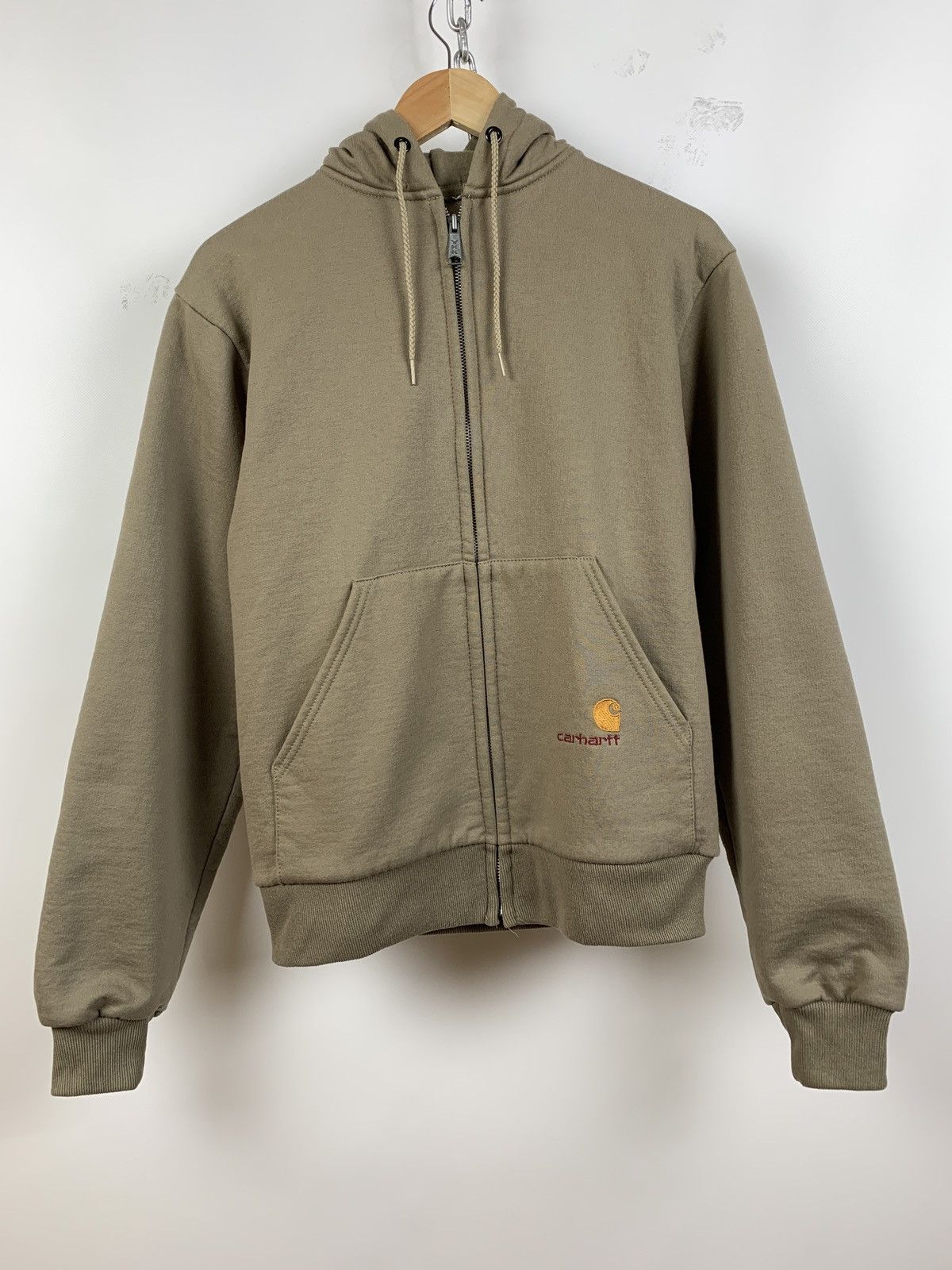 Carhartt 90s Vintage Carhartt Made In USA Zip Beige Hoodie Jacket Size US M / EU 48-50 / 2 - 2 Thumbnail