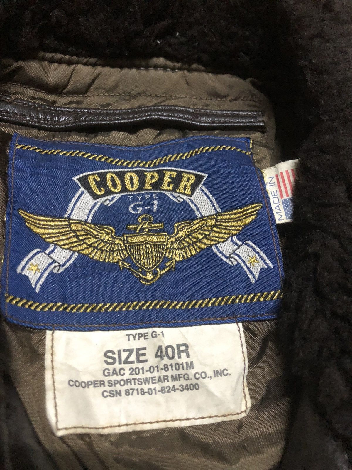 Cooper ‼️LAST CALL✅Vtg COOPER Type G-1 USN SCRAY FLIGHT USA Size US M / EU 48-50 / 2 - 9 Thumbnail