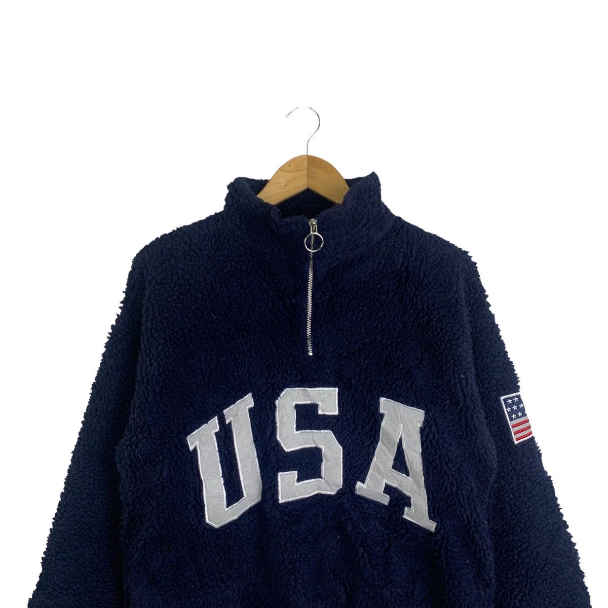 Vintage USA Flag Big Logo Embroidery Fleece Half Zipper Sweatshirt Size US M / EU 48-50 / 2 - 4 Thumbnail