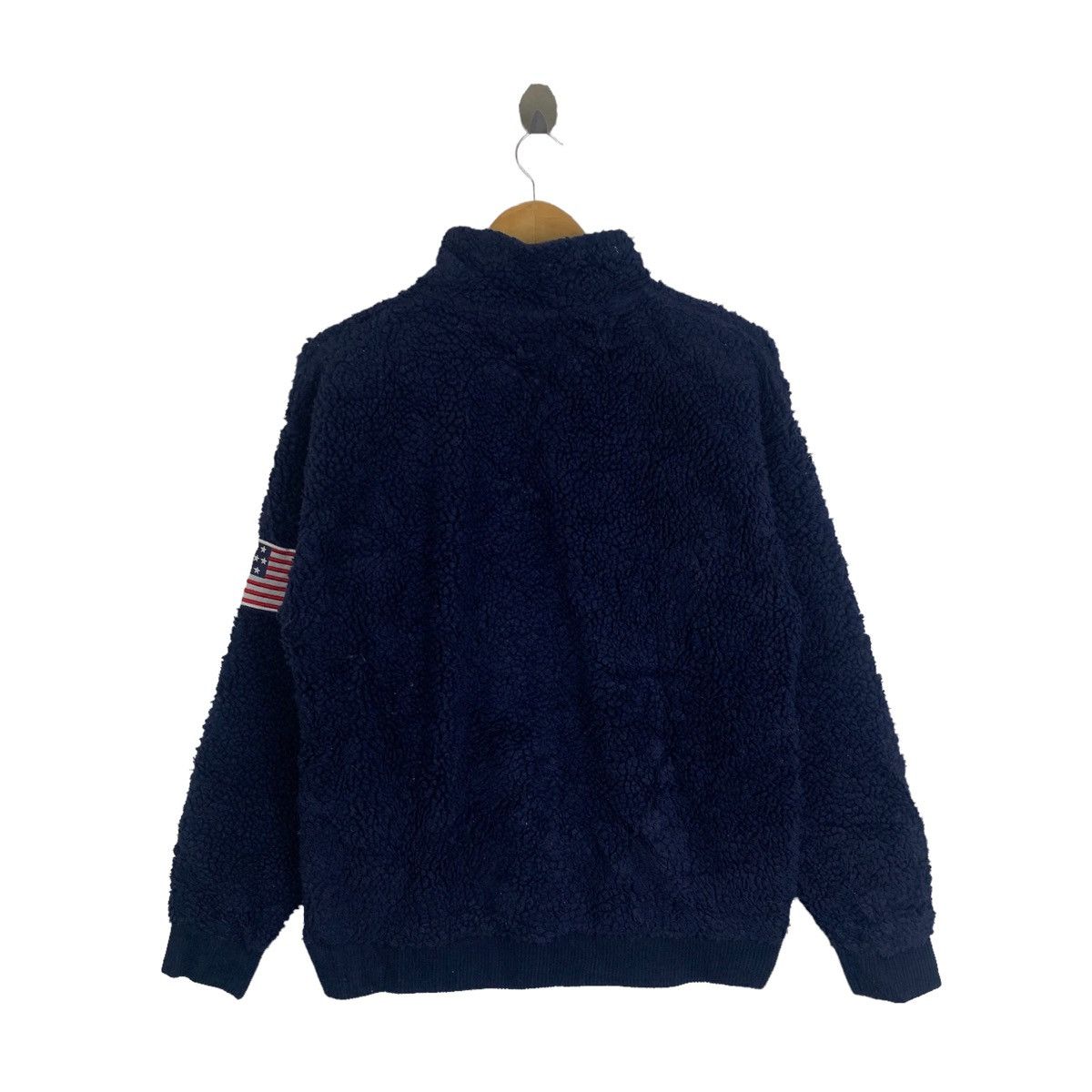 Vintage USA Flag Big Logo Embroidery Fleece Half Zipper Sweatshirt Size US M / EU 48-50 / 2 - 2 Thumbnail