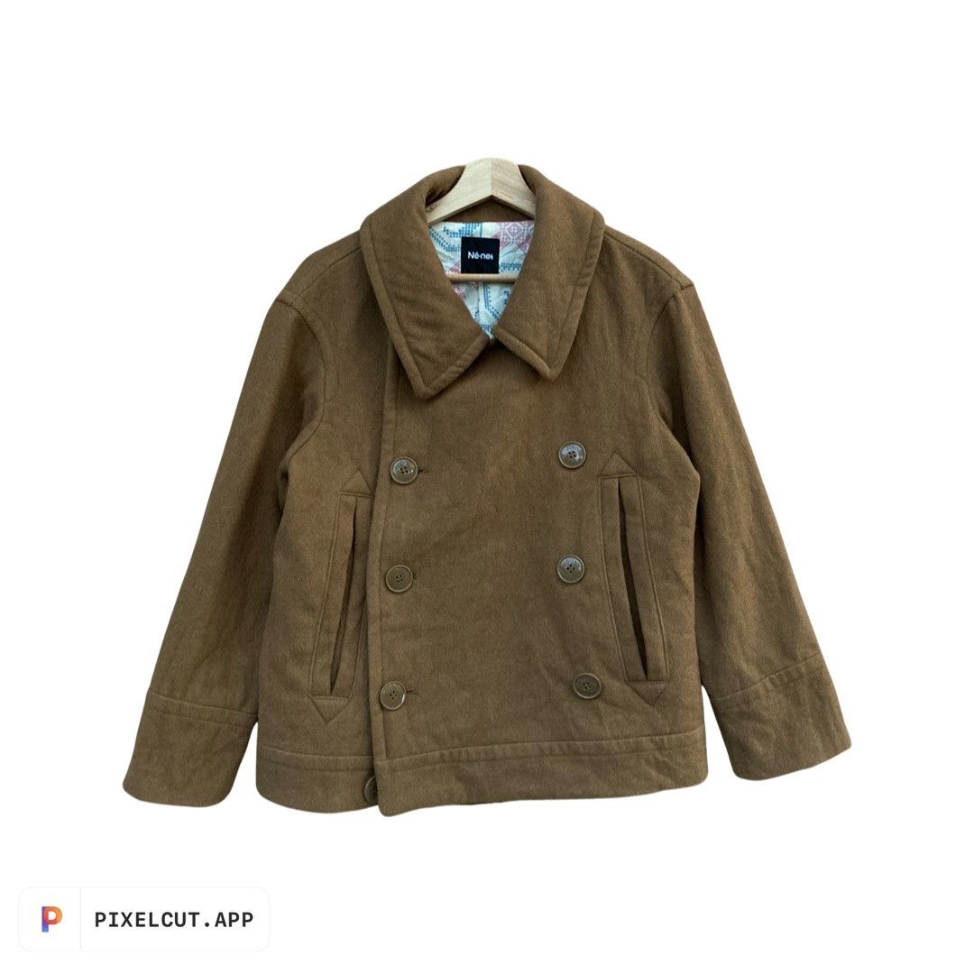 Issey Miyake Né-net by Issey Miyake Wool Double Breasted Peacot Jacket Size XXS / US 00 / IT 34 - 1 Thumbnail