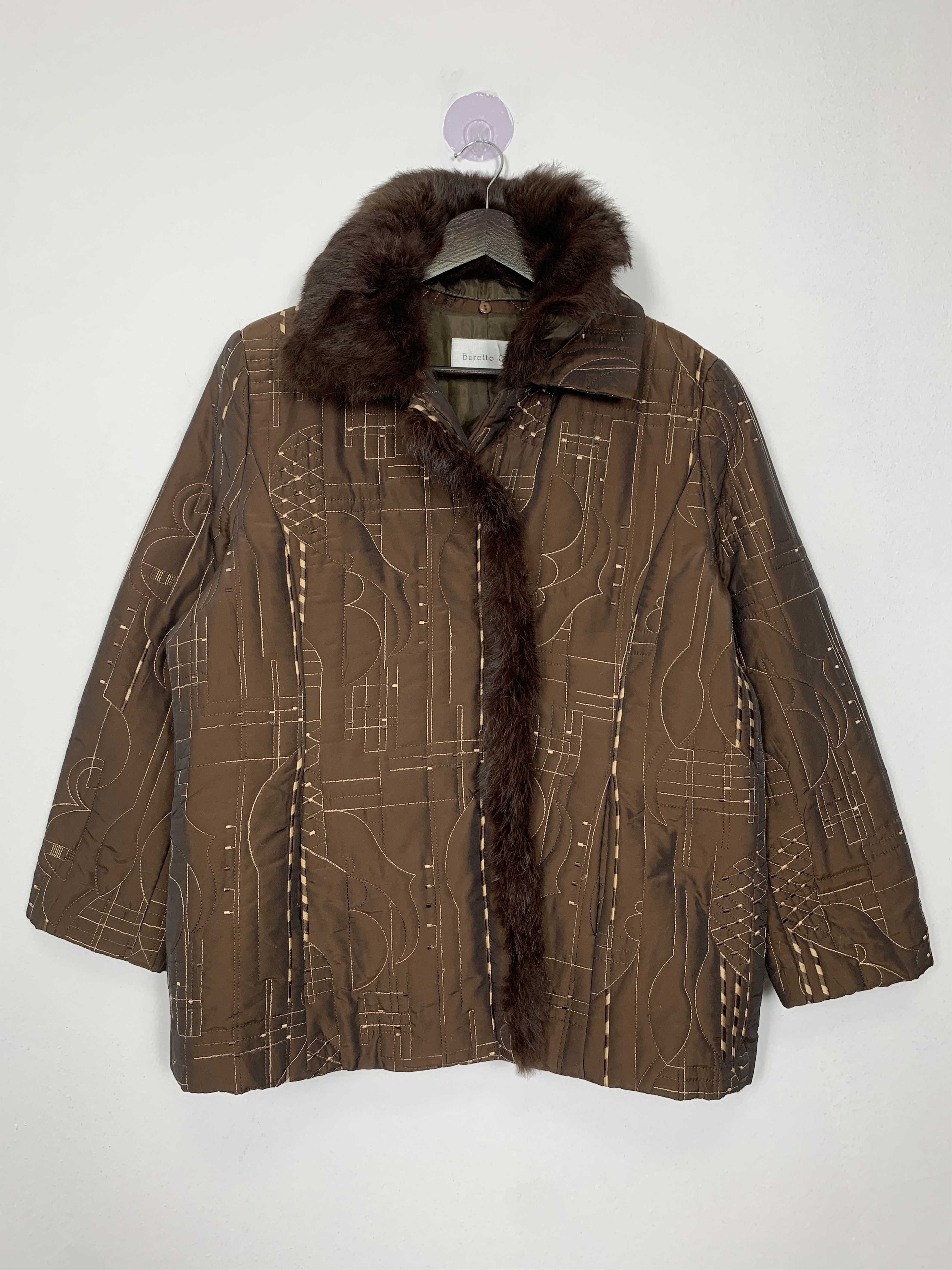 Japanese Brand × Vintage Vintage BURETTE CLUB Zip Fur Collar Jacket Size 3XL / US 20-22 - 1 Thumbnail
