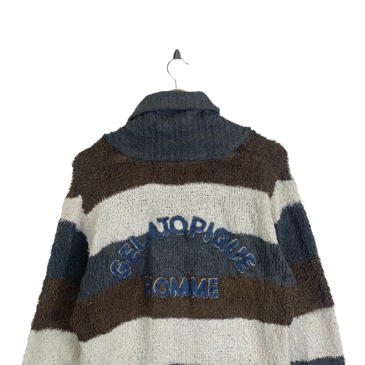 Japanese Brand × Vintage Vintage GELATO PIQUE Homme Big Logo Stripe Fleece Cardigans Size L / US 10 / IT 46 - 6 Thumbnail