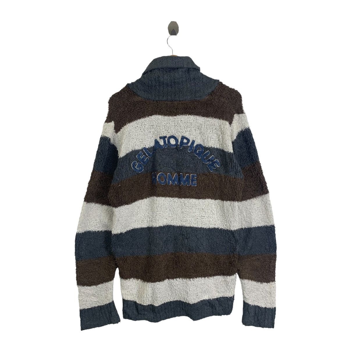 Japanese Brand × Vintage Vintage GELATO PIQUE Homme Big Logo Stripe Fleece Cardigans Size L / US 10 / IT 46 - 2 Thumbnail