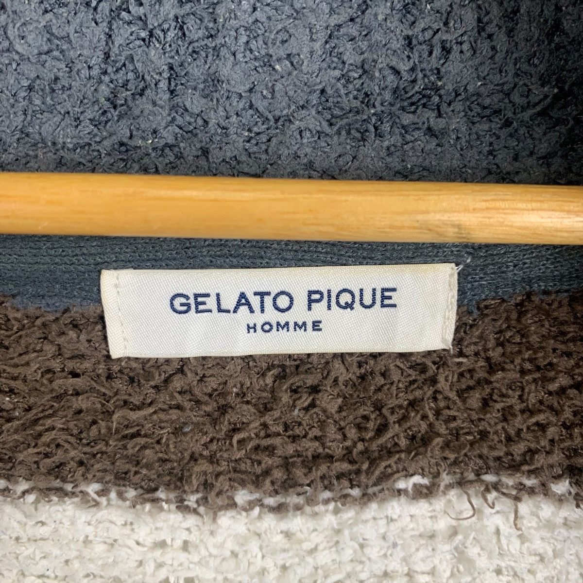 Japanese Brand × Vintage Vintage GELATO PIQUE Homme Big Logo Stripe Fleece Cardigans Size L / US 10 / IT 46 - 7 Thumbnail