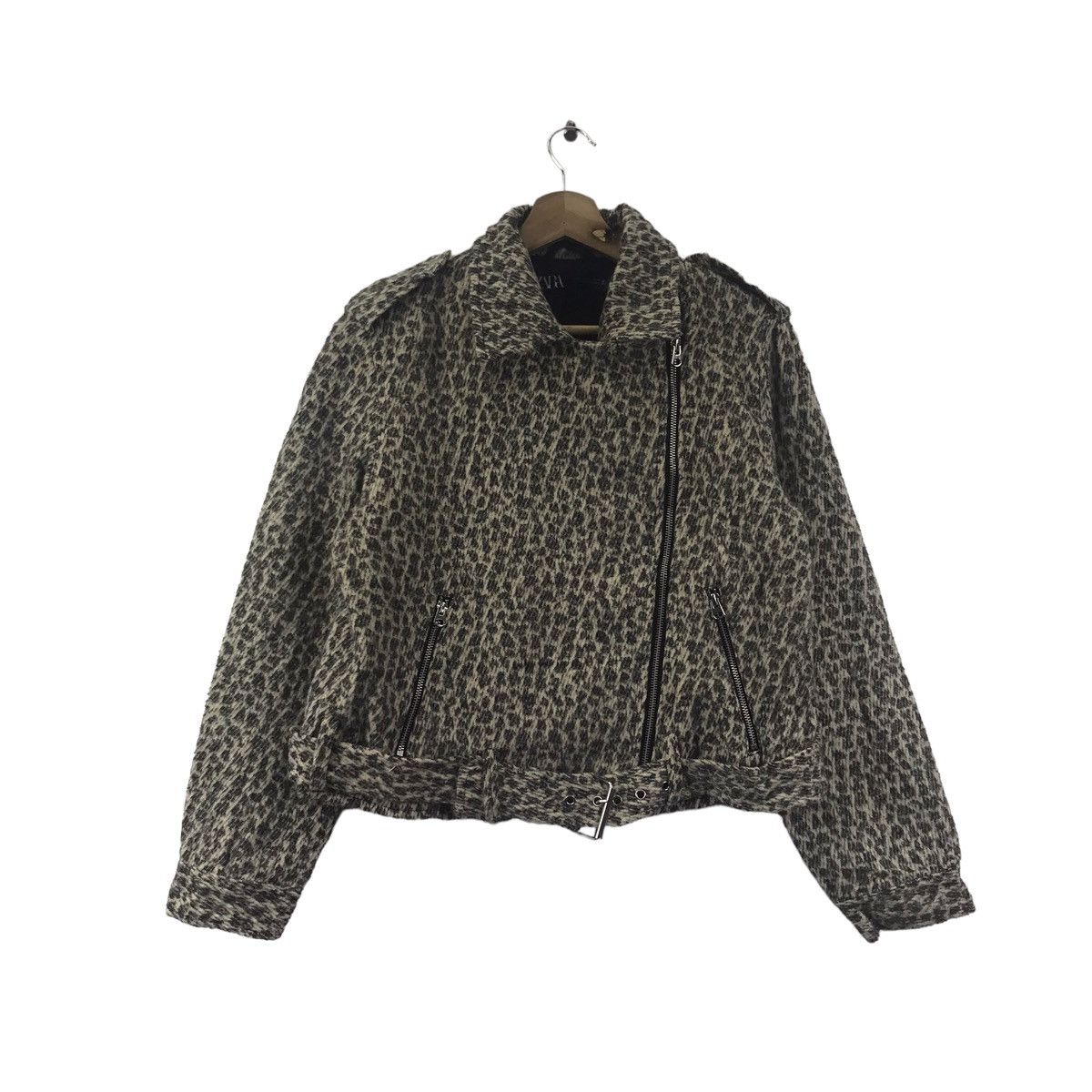 Zara ZARA Leopard Overprint Perfecto Biker Jacket Size XL / US 12-14 / IT 48-50 - 1 Thumbnail