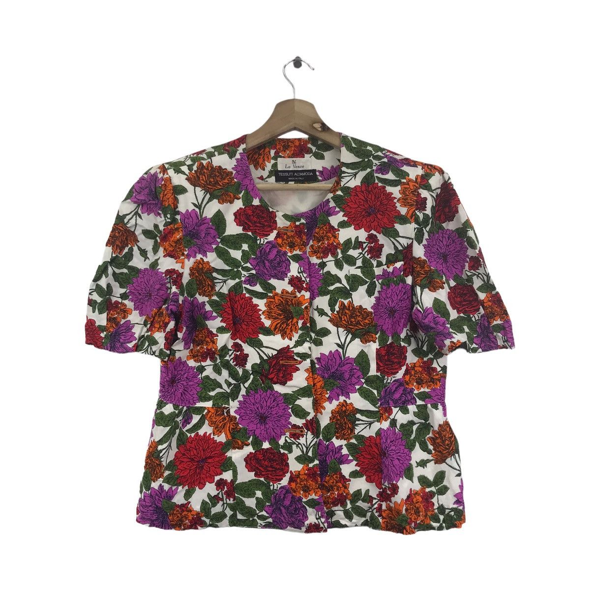 Vintage LA VENCE Tessuti Altamoda Italian Brand Overprint FlowerCoat Size S / US 4 / IT 40 - 1 Thumbnail