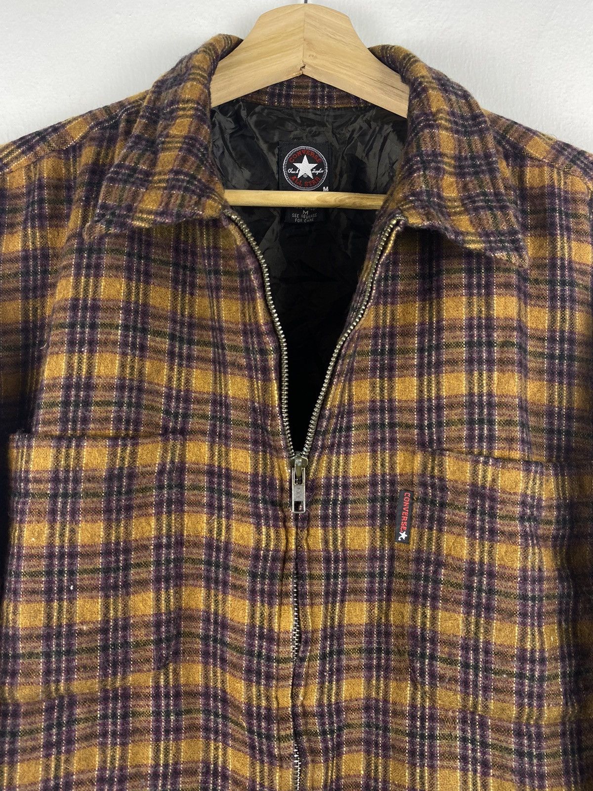 Converse GONE 🔥 Vintage Converse Checkered Zip Up Polo Wool Jacket Size US M / EU 48-50 / 2 - 4 Thumbnail