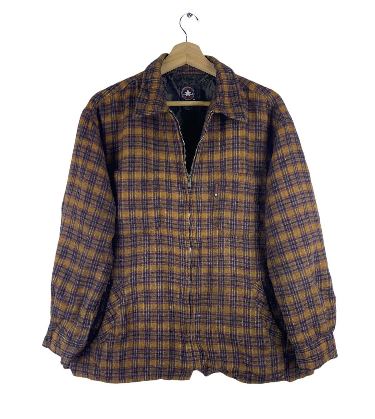 Converse GONE 🔥 Vintage Converse Checkered Zip Up Polo Wool Jacket Size US M / EU 48-50 / 2 - 1 Thumbnail