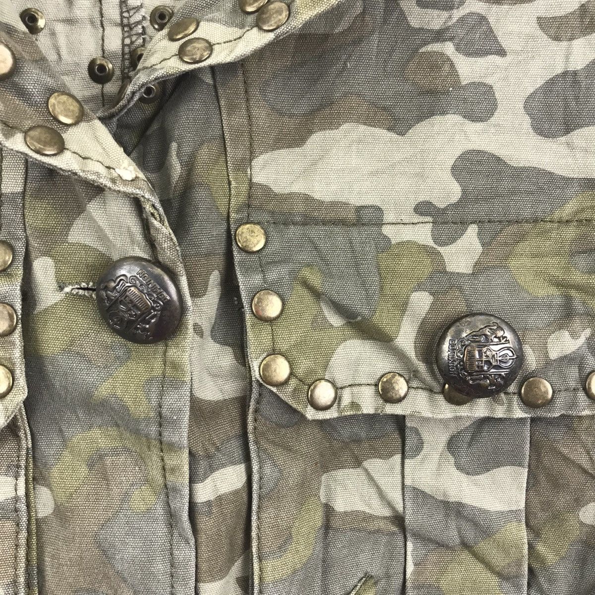 Vintage BANANA USA Spikes Style Green Camouflage Short Blazer Size L / US 10 / IT 46 - 3 Thumbnail