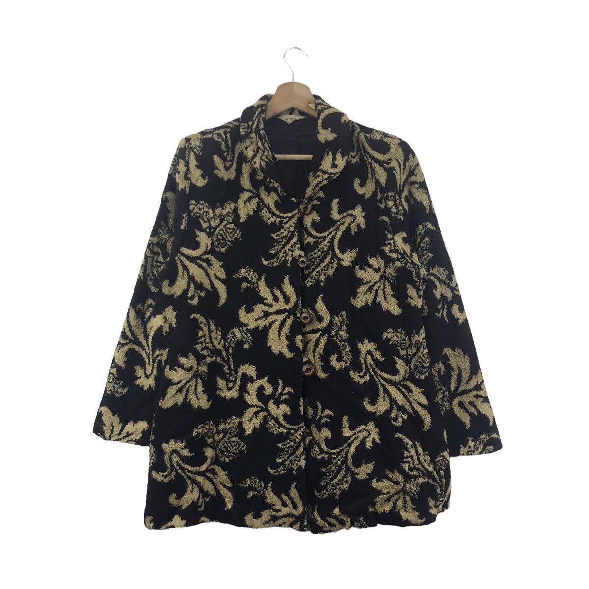 Vintage WISE 1 Sophisticated Collection Flower Overprint Brown Coat Size S / US 4 / IT 40 - 1 Thumbnail