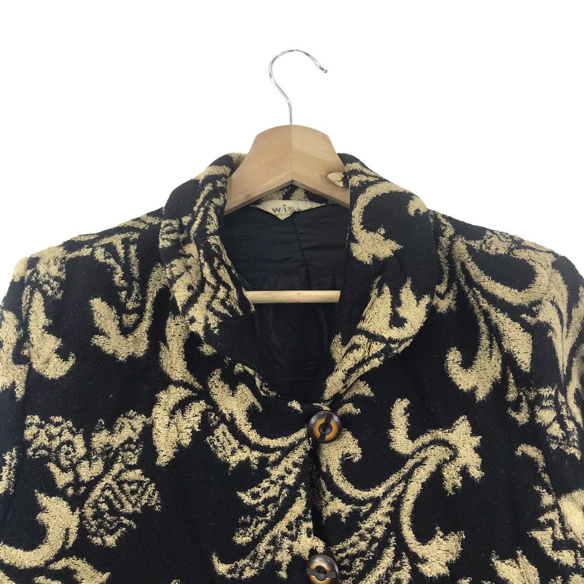 Vintage WISE 1 Sophisticated Collection Flower Overprint Brown Coat Size S / US 4 / IT 40 - 2 Thumbnail
