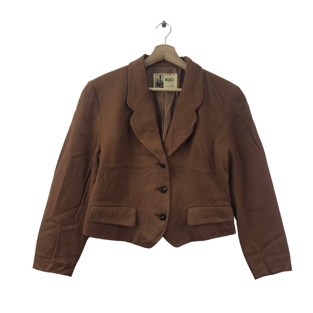 Vintage BUCI Co. Ltd Brown Short Plain Blazer Size S / US 4 / IT 40 - 1 Thumbnail