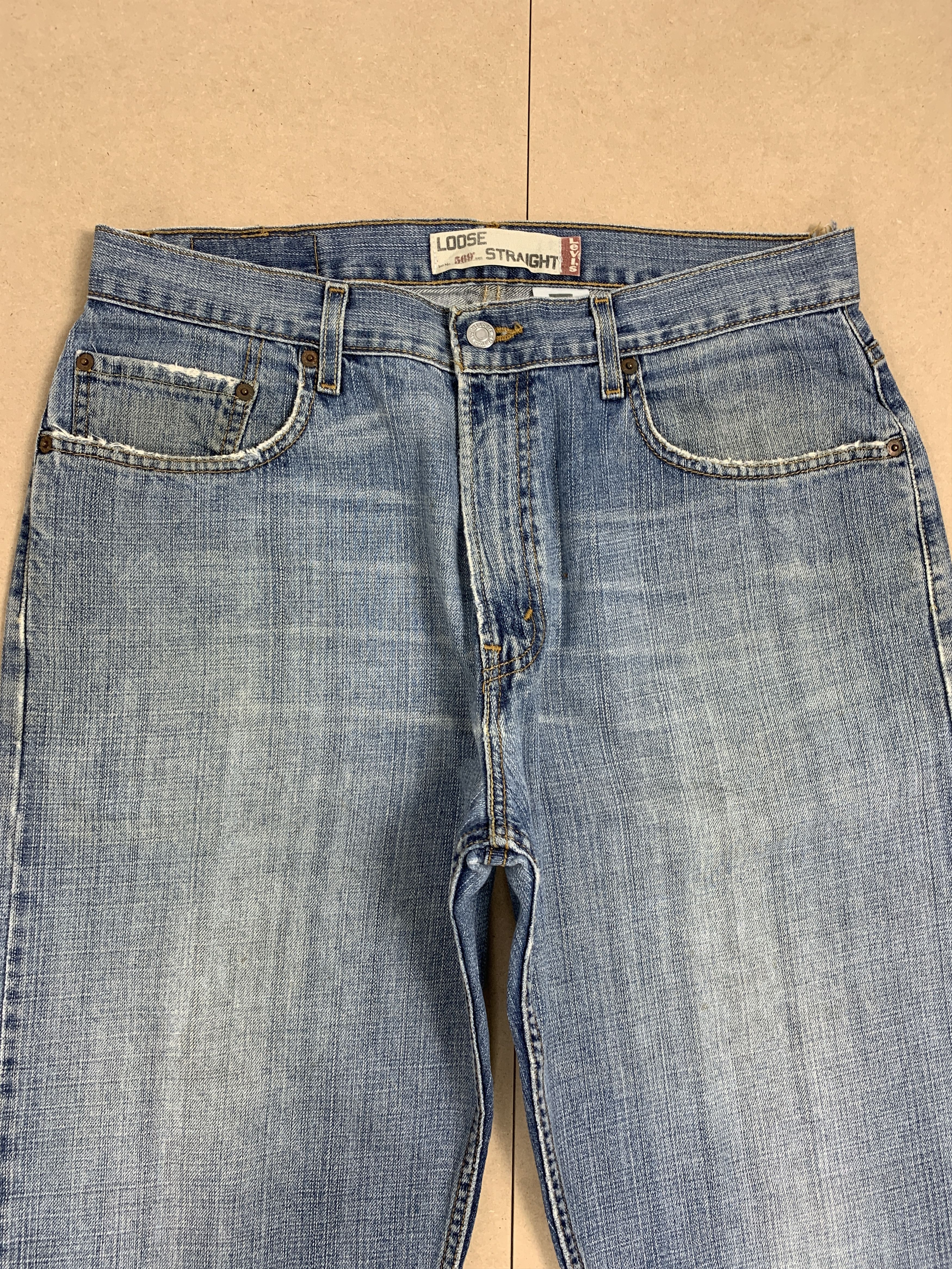 Levi's × Vintage Vintage Levis 569 Straight Cut Distressed Mid Wash Jeans Size US 34 / EU 50 - 2 Thumbnail