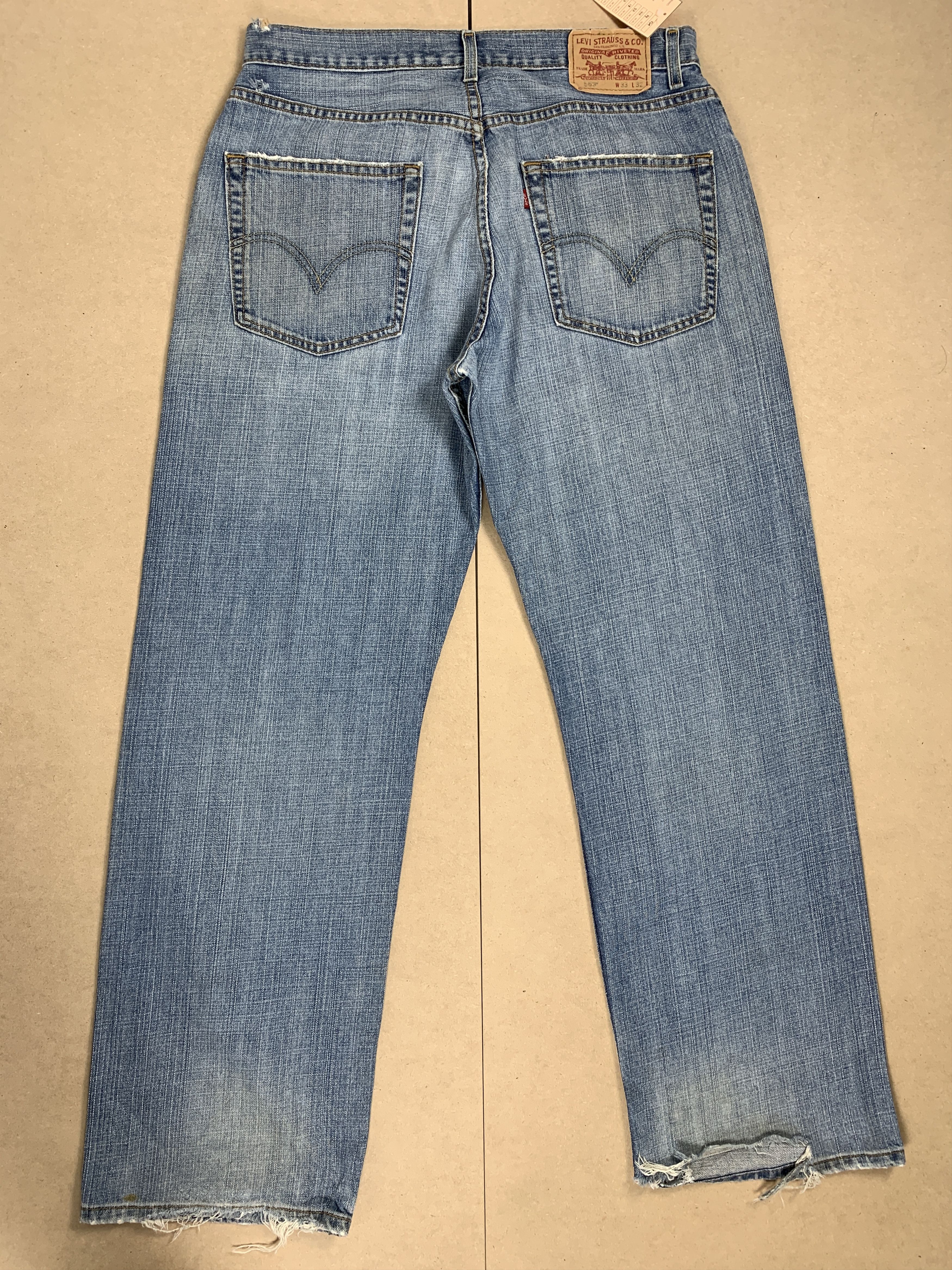 Levi's × Vintage Vintage Levis 569 Straight Cut Distressed Mid Wash Jeans Size US 34 / EU 50 - 4 Thumbnail