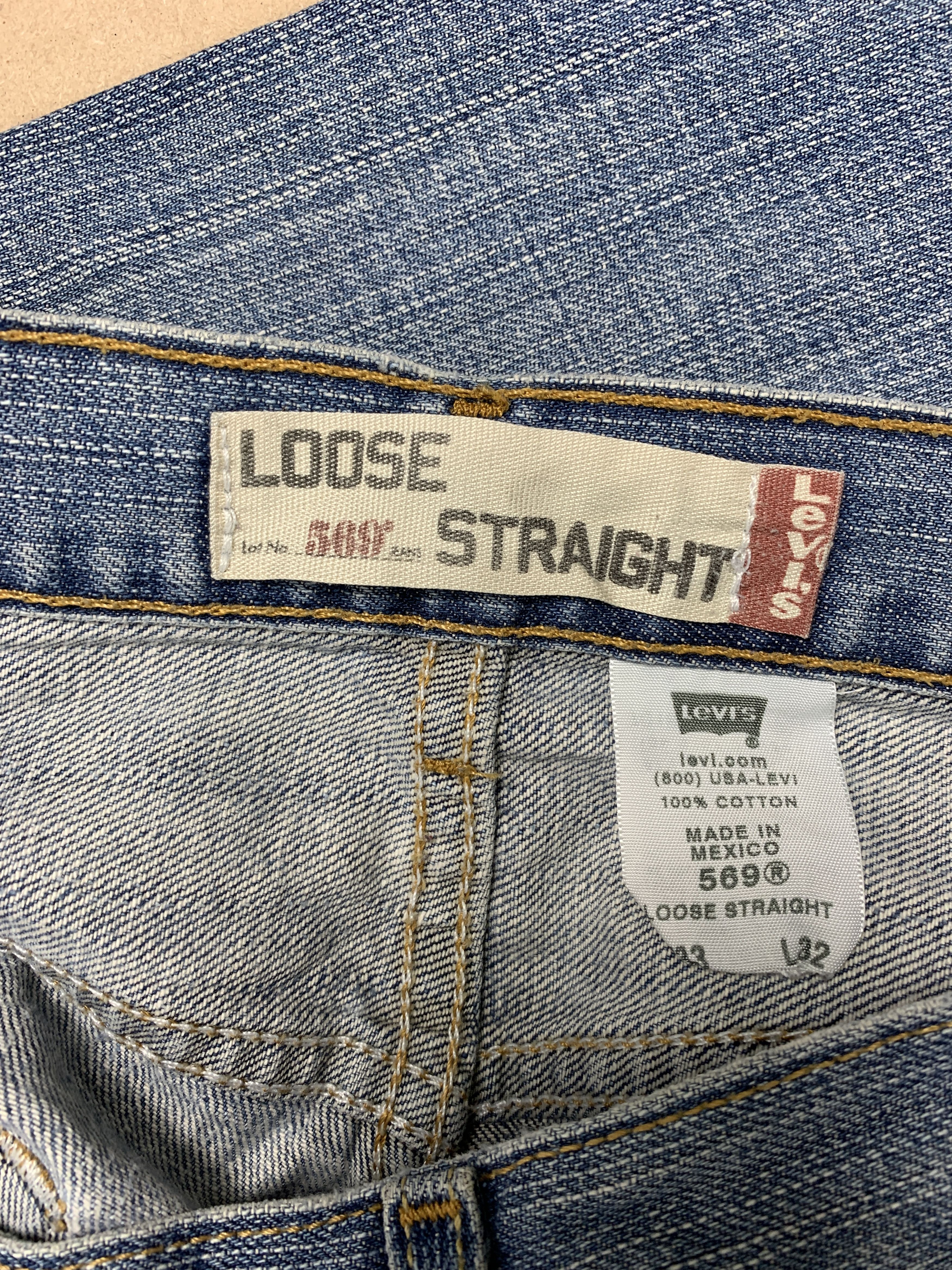 Levi's × Vintage Vintage Levis 569 Straight Cut Distressed Mid Wash Jeans Size US 34 / EU 50 - 7 Thumbnail