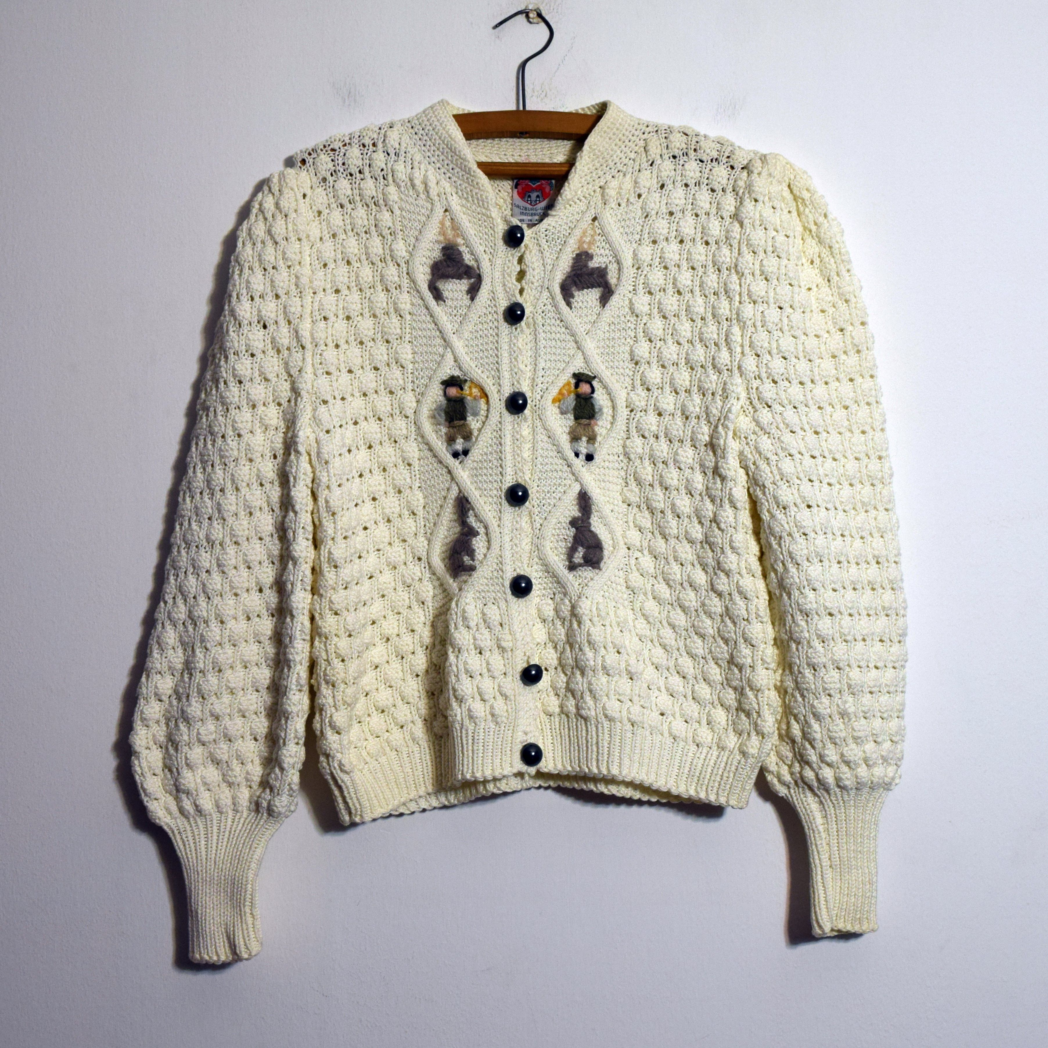 Vintage Austrian Vintage Hand Knitwear Buttoms Cardigan S/M Size S / US 4 / IT 40 - 1 Thumbnail