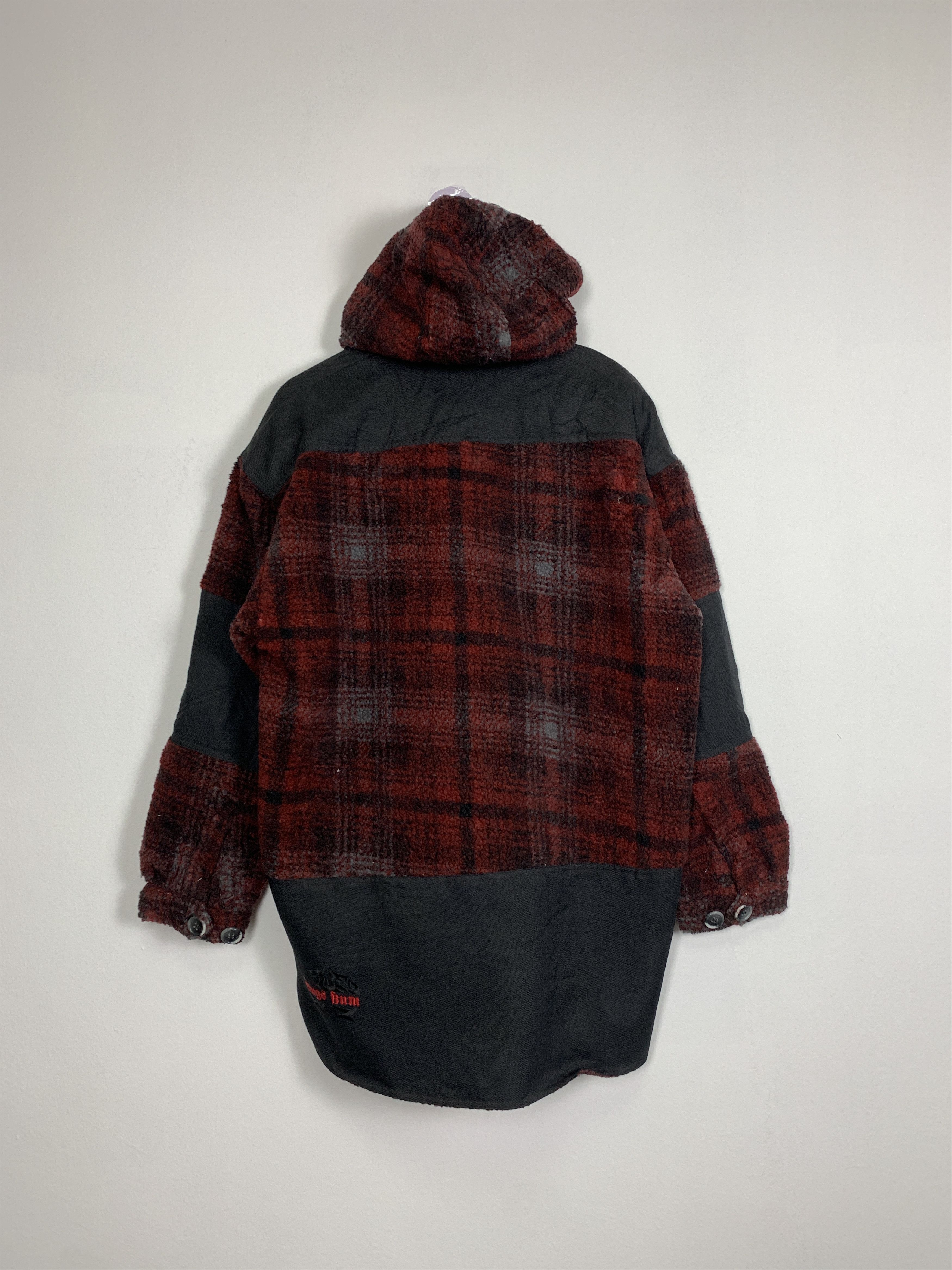 Japanese Brand Vintage BUGS BUM Fleece Sherpa Checkered Hoodie Jacket J0849 Size US L / EU 52-54 / 3 - 10 Thumbnail