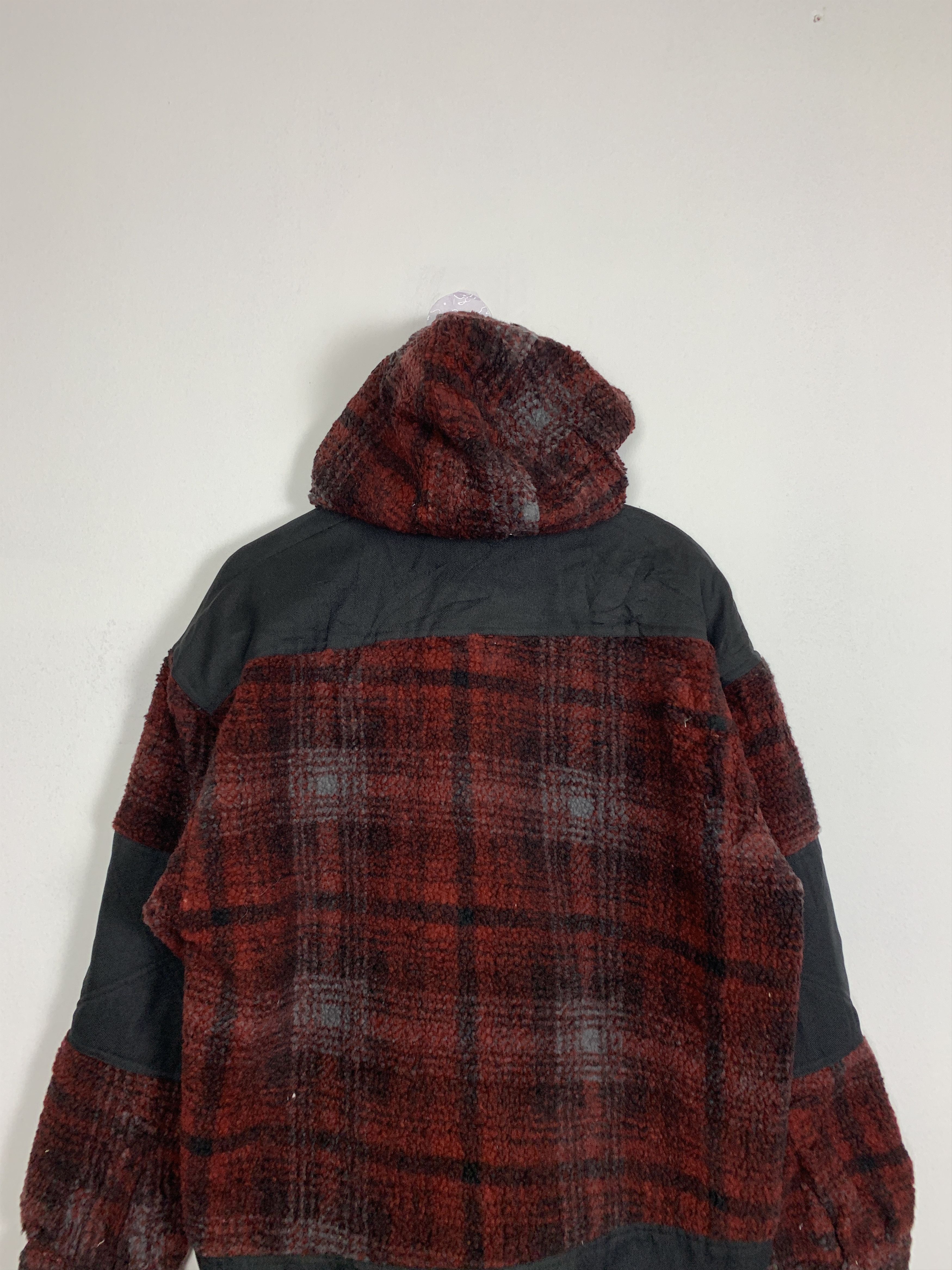 Japanese Brand Vintage BUGS BUM Fleece Sherpa Checkered Hoodie Jacket J0849 Size US L / EU 52-54 / 3 - 11 Thumbnail