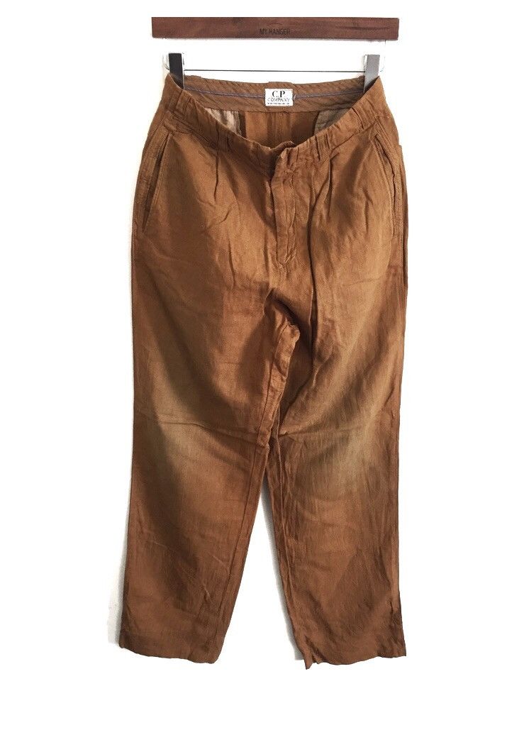 C.P. Company OG CP Company 🇮🇹 Brown Baggy Wide Leg Linen Pants Size US 29 - 1 Thumbnail