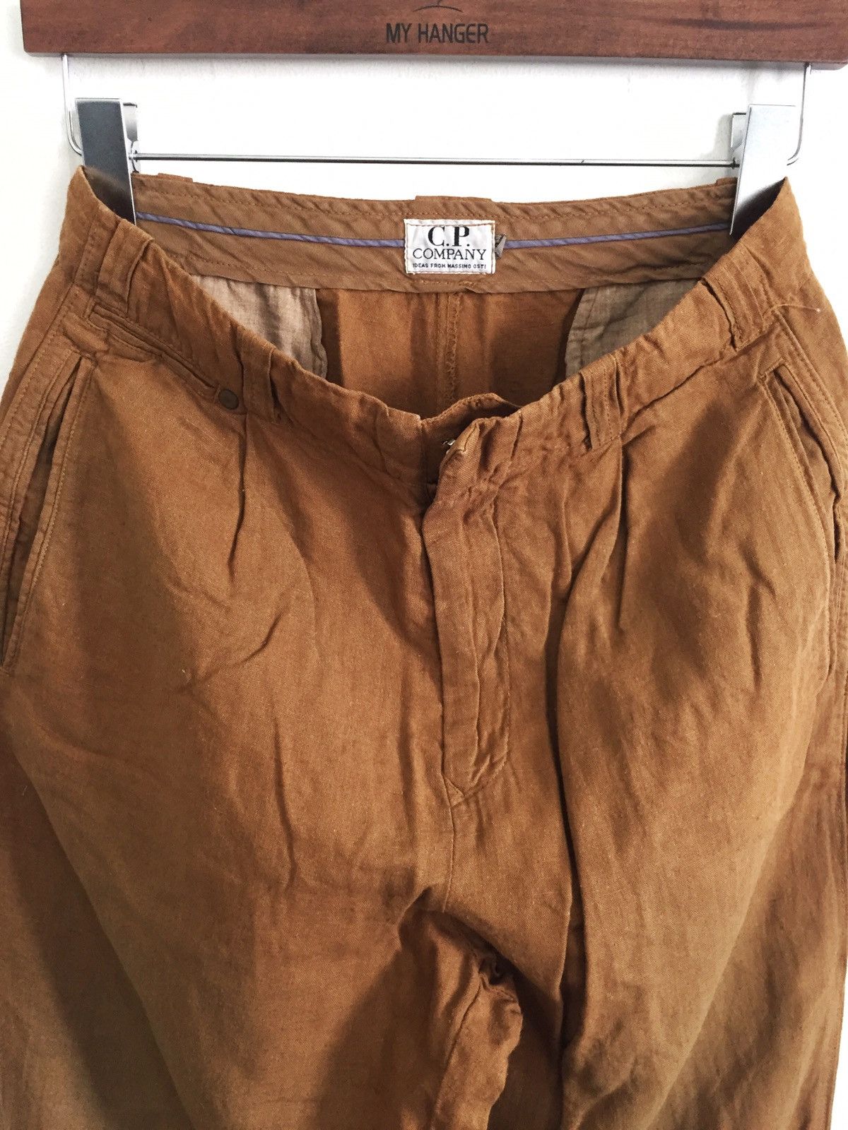 C.P. Company OG CP Company 🇮🇹 Brown Baggy Wide Leg Linen Pants Size US 29 - 2 Thumbnail