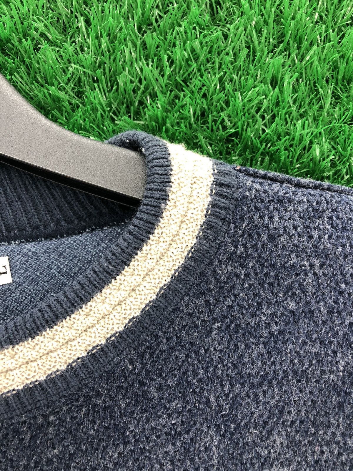 Japanese Brand Vintage 90's Knit Light Wool Round Collar Shirt by Kuranapo Size US L / EU 52-54 / 3 - 7 Thumbnail