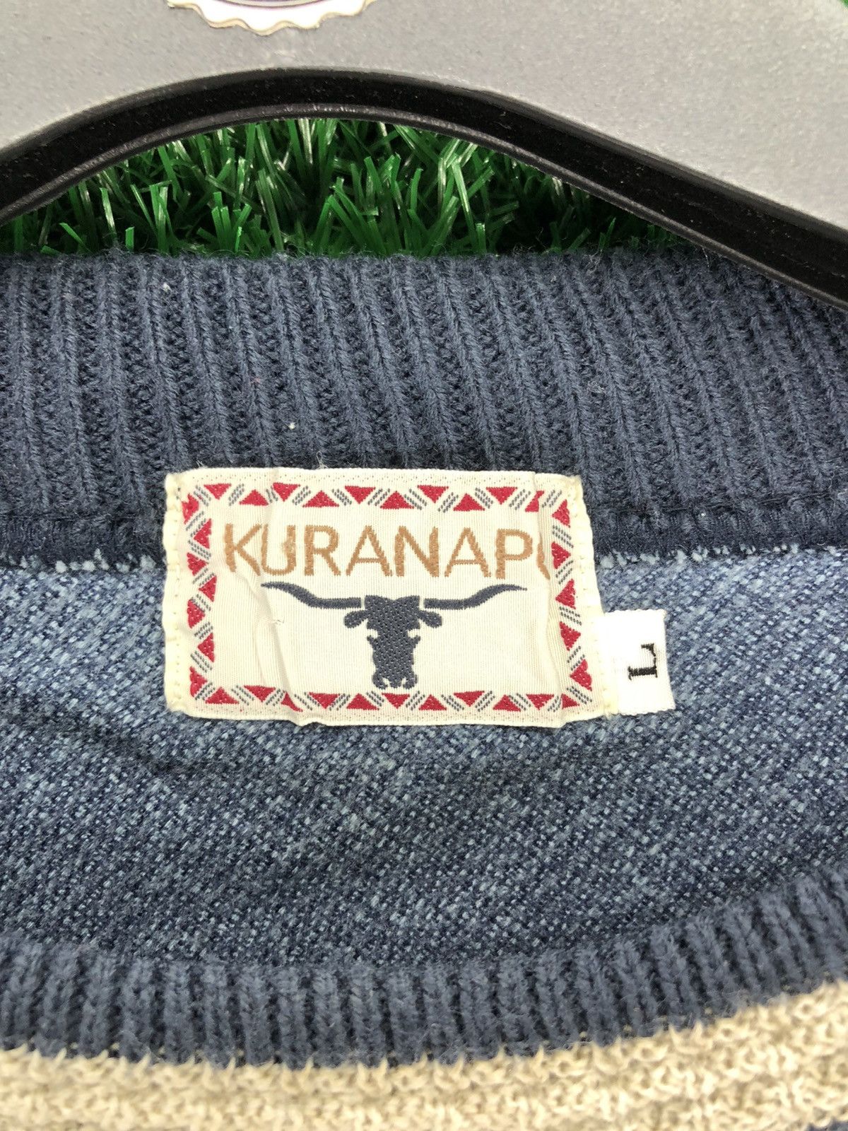 Japanese Brand Vintage 90's Knit Light Wool Round Collar Shirt by Kuranapo Size US L / EU 52-54 / 3 - 9 Thumbnail