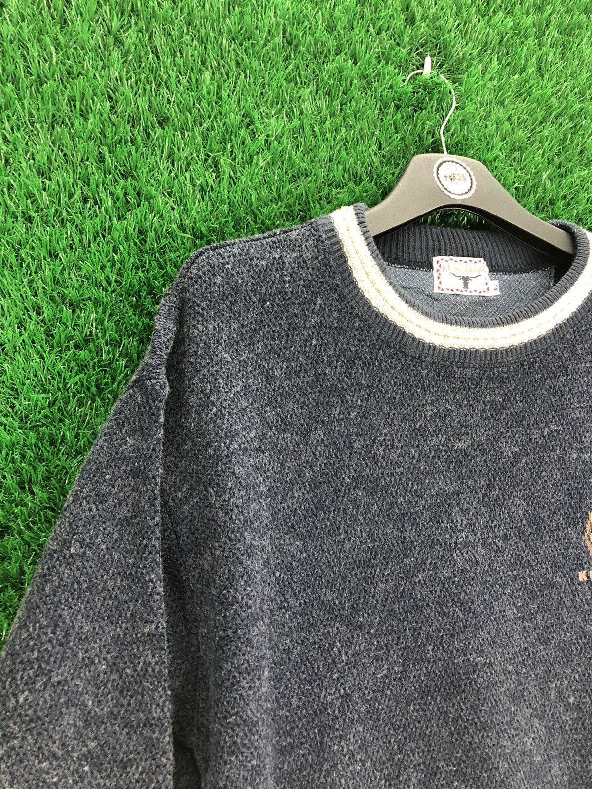 Japanese Brand Vintage 90's Knit Light Wool Round Collar Shirt by Kuranapo Size US L / EU 52-54 / 3 - 2 Thumbnail