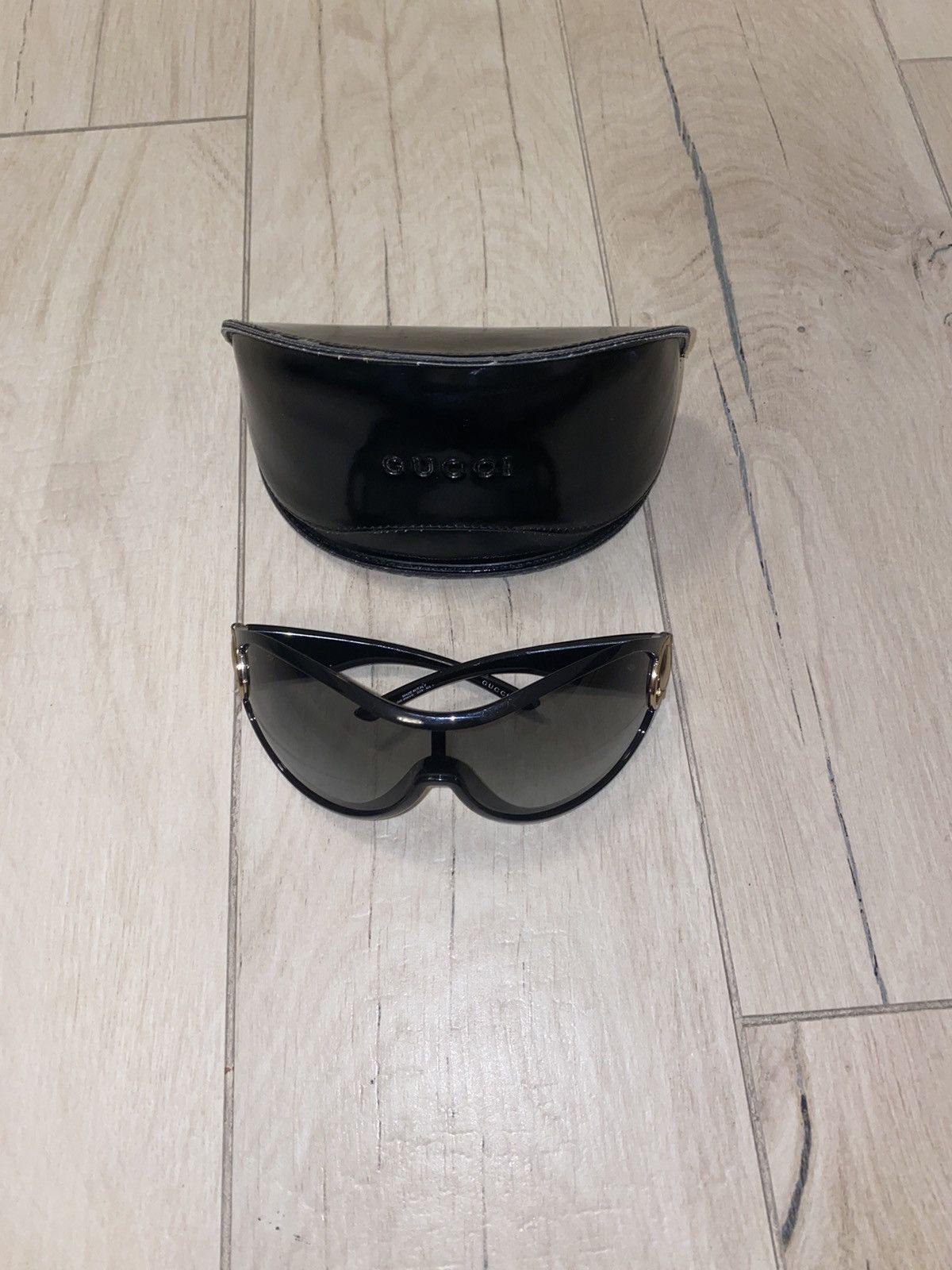 Gucci Gucci GG 2561/S Big Logo Horsebit Shield Black Sunglasses Size ONE SIZE - 5 Thumbnail