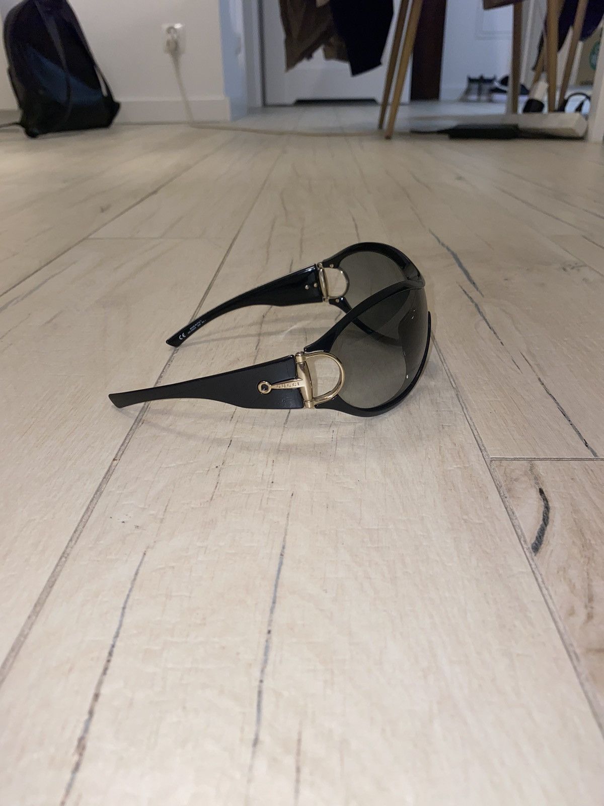 Gucci Gucci GG 2561/S Big Logo Horsebit Shield Black Sunglasses Size ONE SIZE - 7 Thumbnail