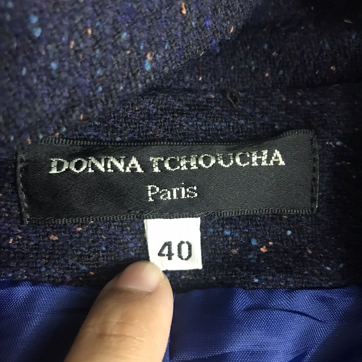 Vintage DONNA TCHOUCHA Navy Blazer Coat Size S / US 4 / IT 40 - 3 Thumbnail