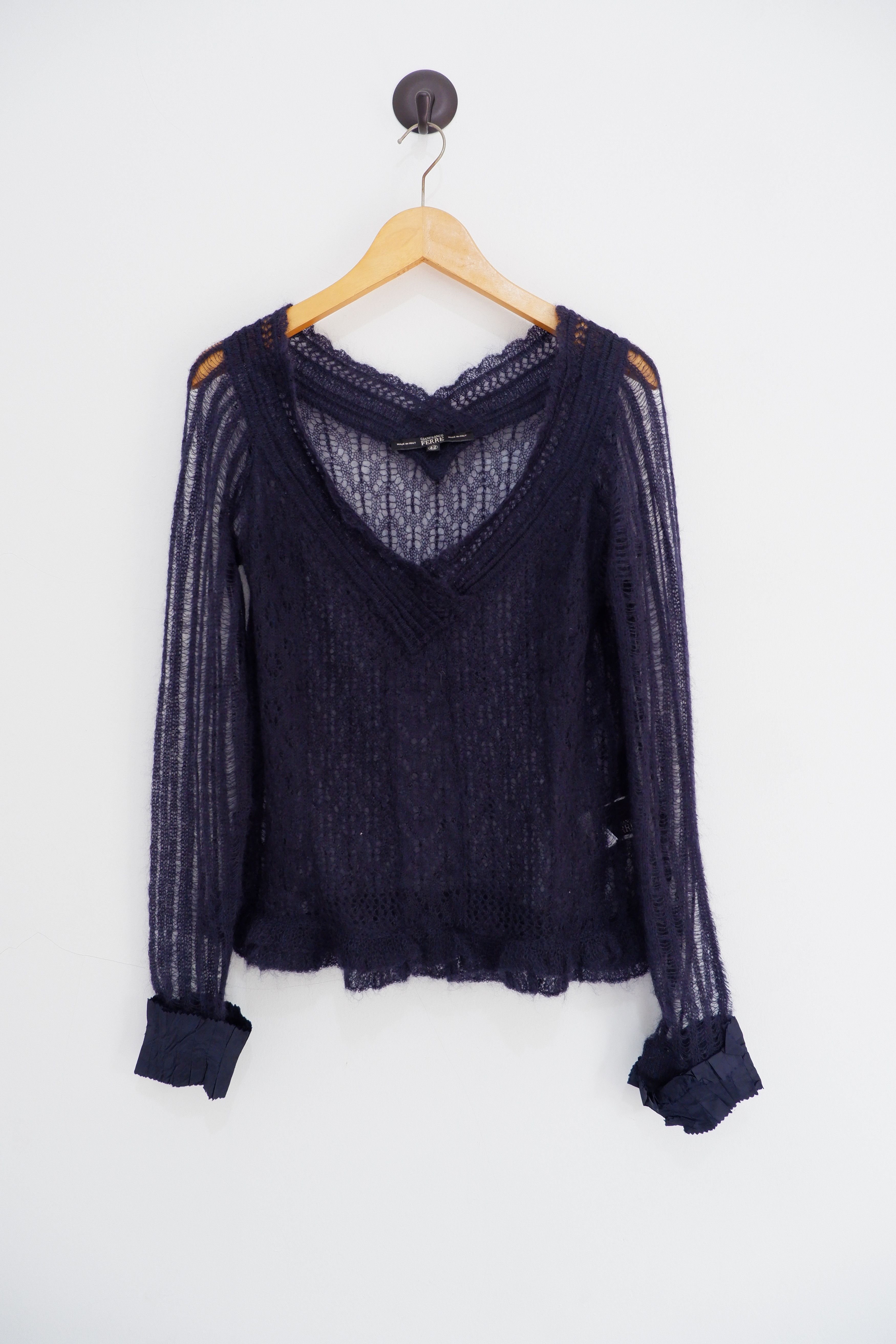 Gianfranco Ferre Vintage Gianfranco Ferre Mesh Mohair Cardigan | Rare Size M / US 6-8 / IT 42-44 - 1 Thumbnail
