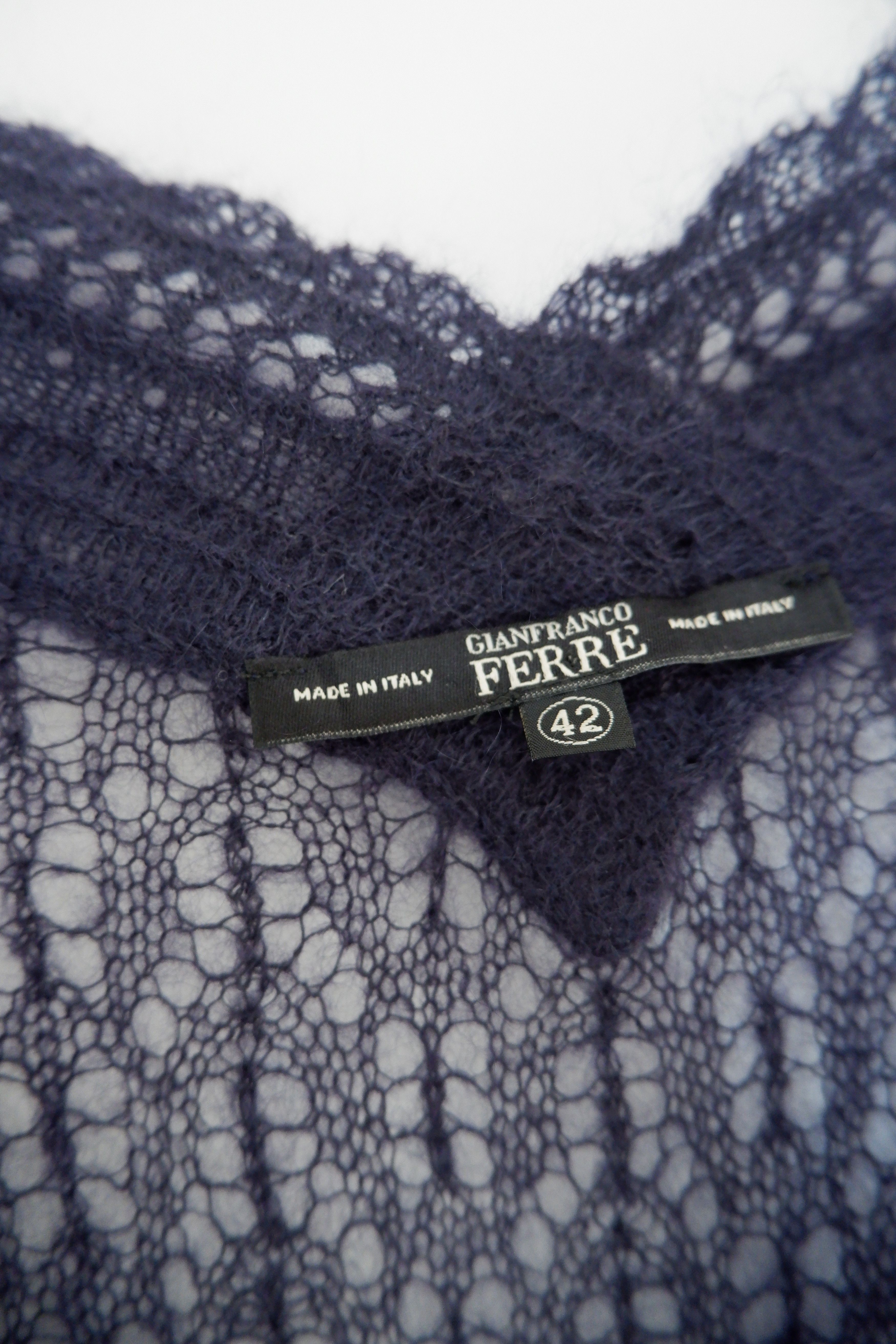 Gianfranco Ferre Vintage Gianfranco Ferre Mesh Mohair Cardigan | Rare Size M / US 6-8 / IT 42-44 - 6 Thumbnail