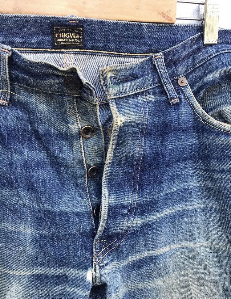 Vintage 🔥Rare🔥vintage Phigvel distressed rusty wash blue denim jeans Size US 32 / EU 48 - 3 Thumbnail