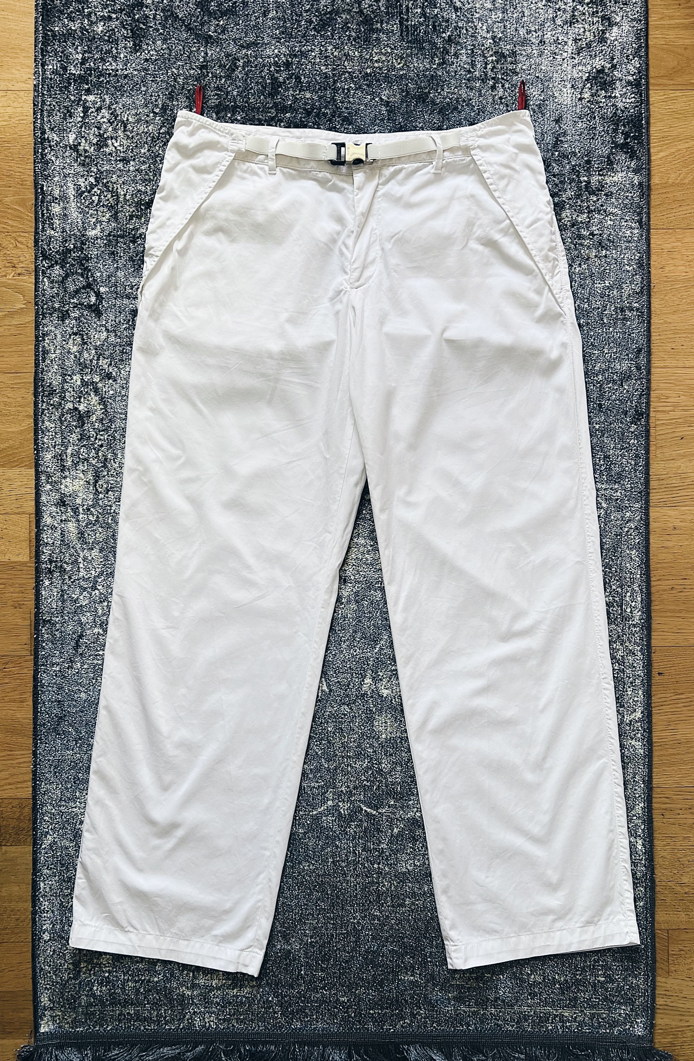 Pre-owned Prada 2000  Sport Belted Technical Cargo Baggy Pants In White
