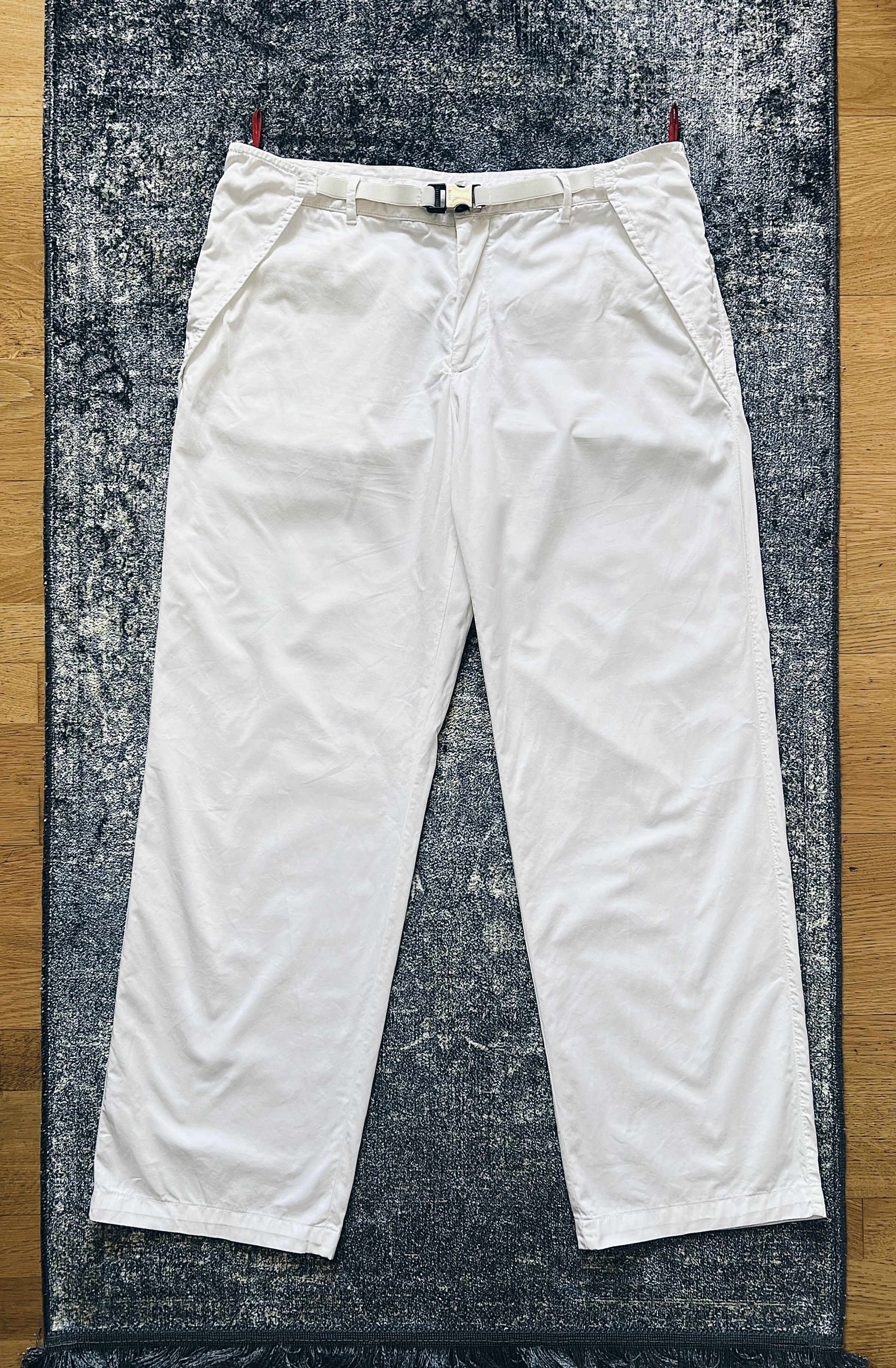 image of 2000 Prada Sport Belted Technical Cargo Baggy Pants in White, Men's (Size 34)