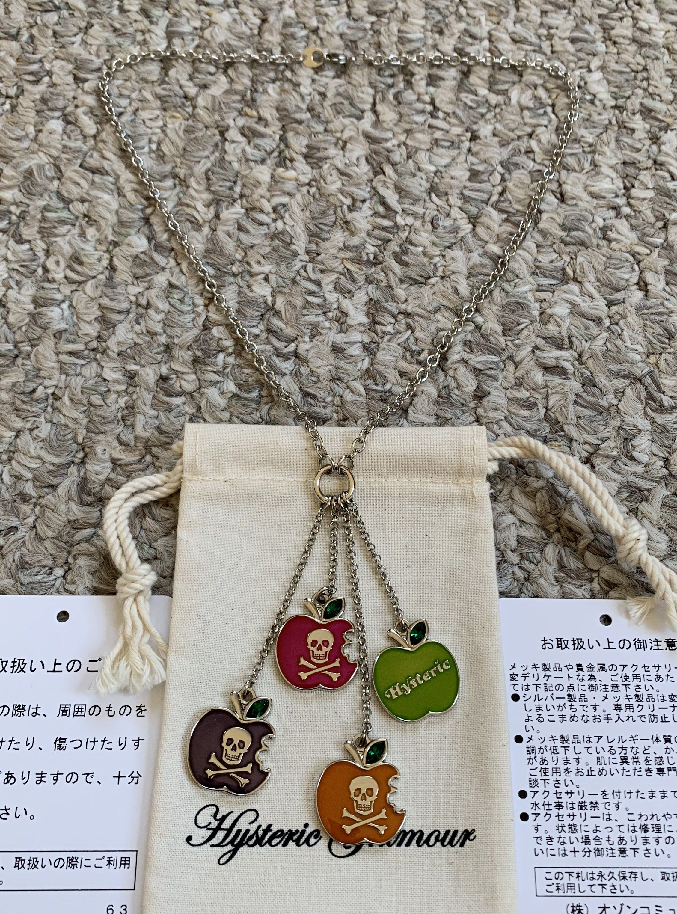 image of New Hysteric Glamour Skull Apple Charm Necklace, Men's