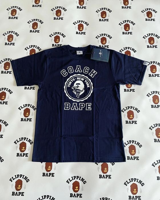 Bape BAPE X COACH COLLEGE TEE NAVY | Grailed